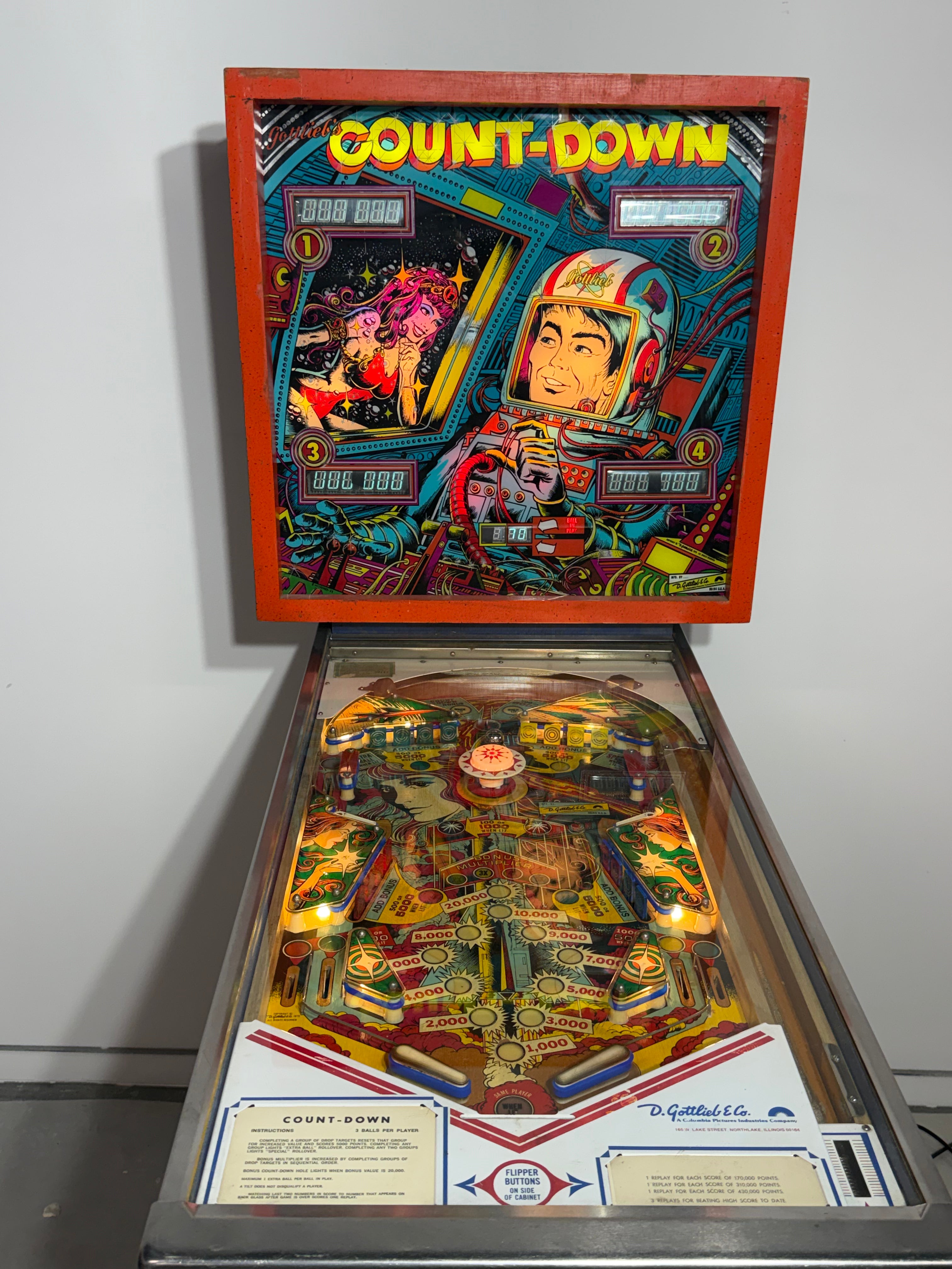 🚀 RESTORED Count Down Pinball (Gottlieb) – Showroom Condition 🚀